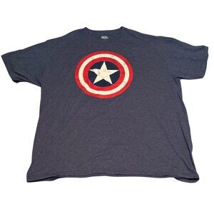 Marvel Captain America Shield Graphic T-Shirt‎ Size 2X Blue Superhero T-shirt
